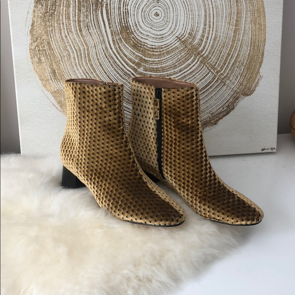 Vera Velvet Gold Ankle Booties